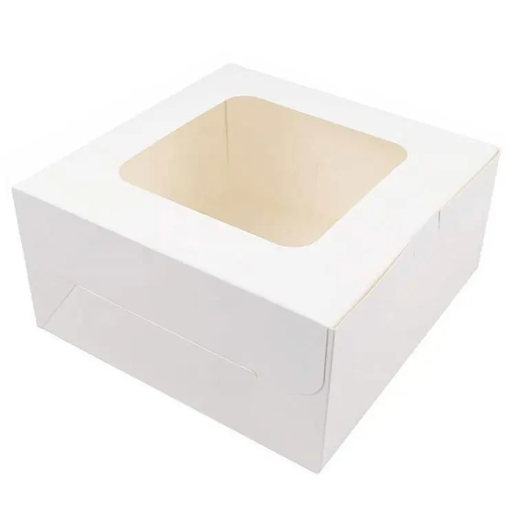 Disposable Window Cake Box White Paper Baking Box Square Cardboard Cupcake Box