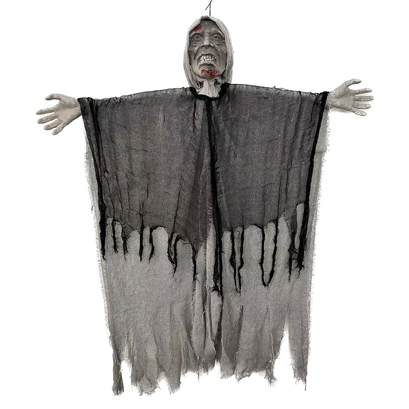 Movable Joints Realistic Scary Scream Halloween Hanging Ghost with Zombie Face Life Size Animated High Quality