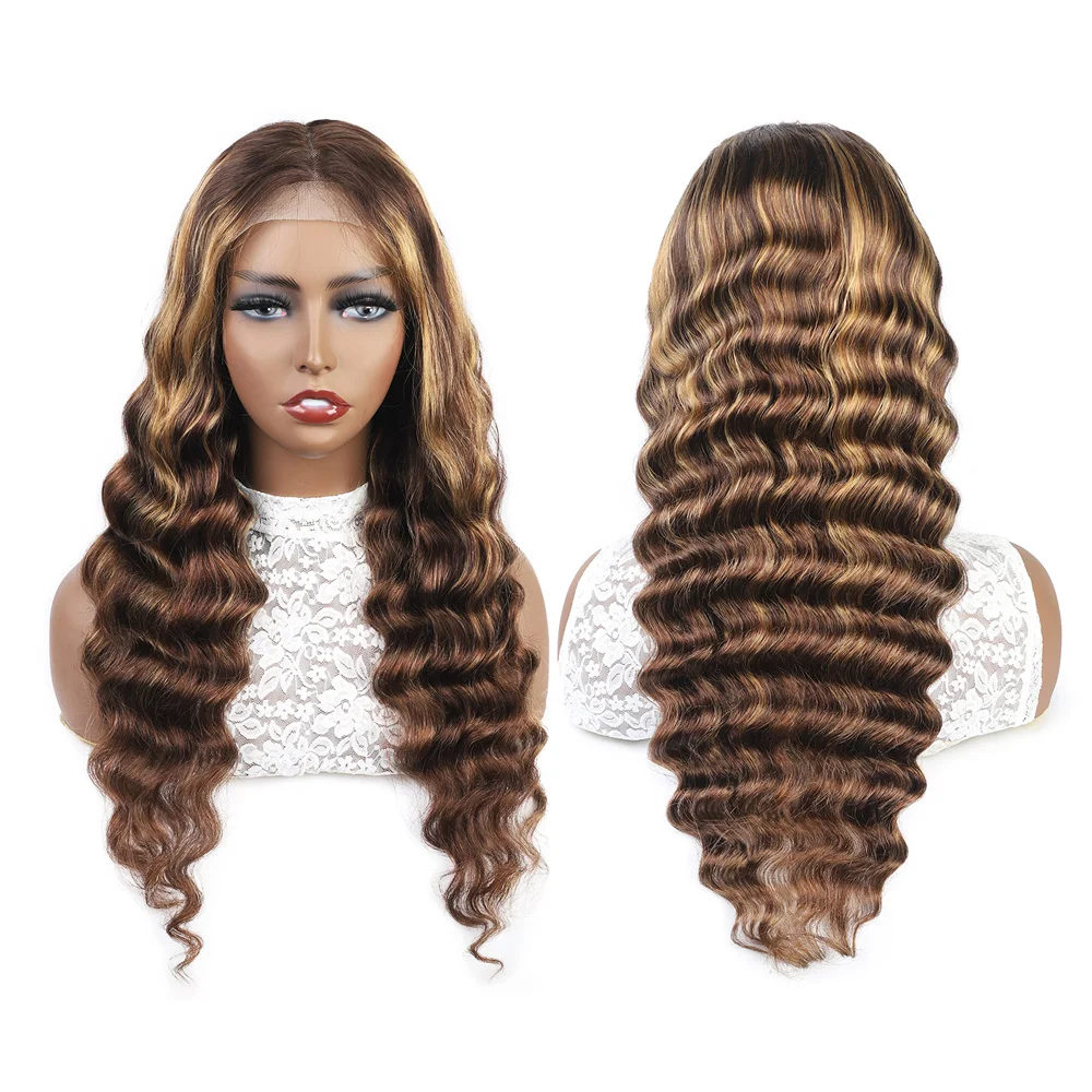 Highlight piano 4/27 Straight 30 inch lace closure wig Ombre 13X4 4X4 virgin transparent HD lace front human hair wigs