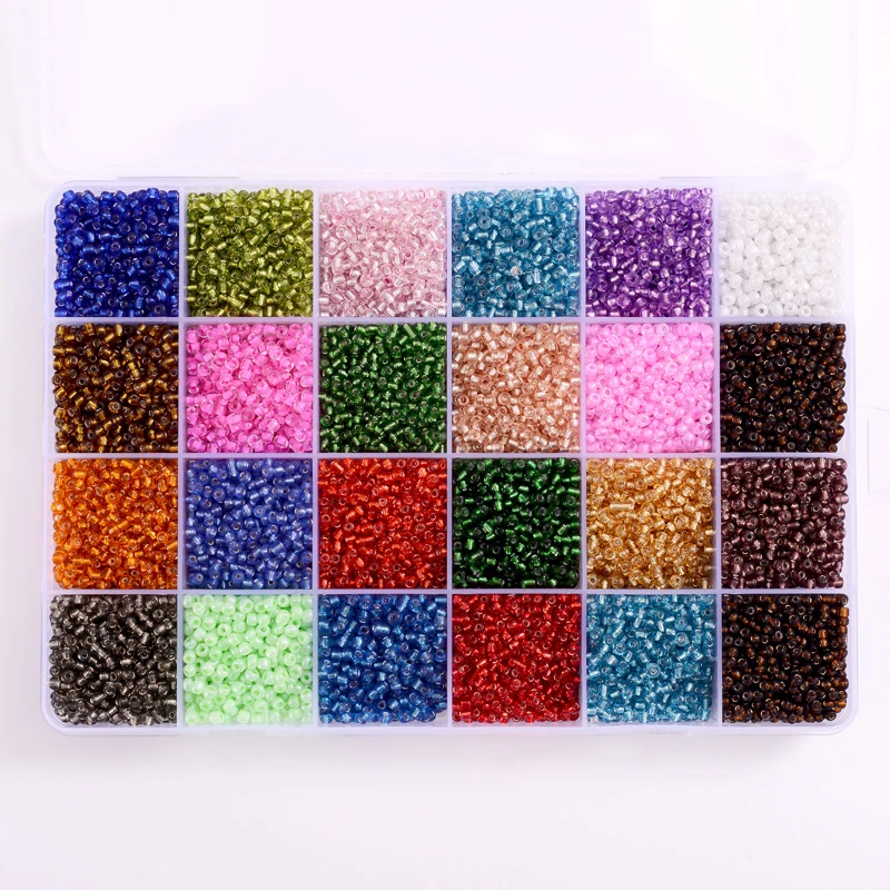 
Boxed 16000Pcs/Lot 24 Grid Mixed Color Czech Glass Seed Beads DIY Bracelet Necklace Beads For Jewelry Making DIY Necklace 