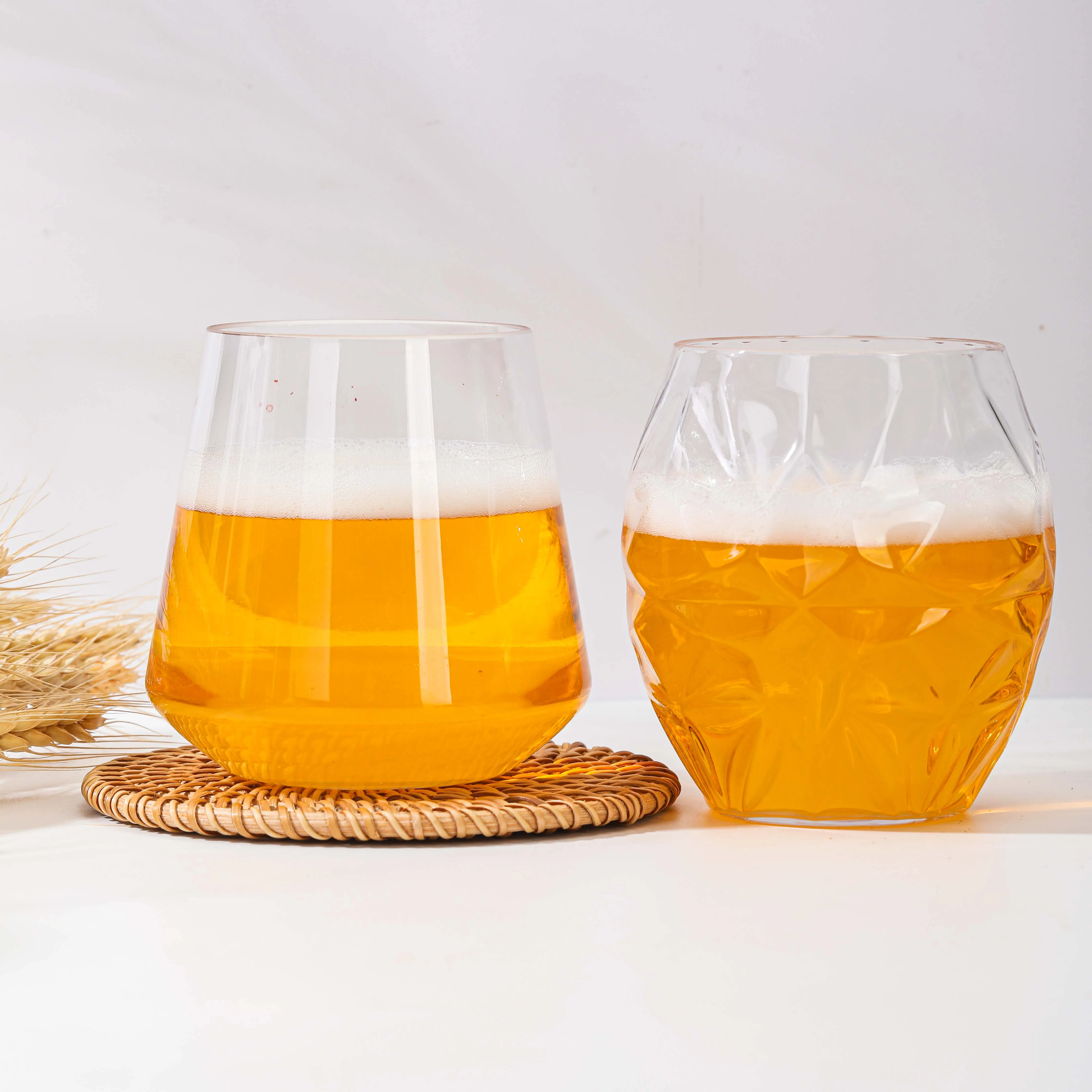 Wholesale 12oz Creative Unique Ribbed Cocktail Glass Cup 400ml Heavy Base Ripple Clear Cocktail Glasses
