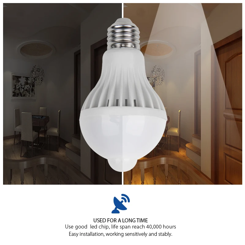 5W 7W E 27 4 meter remote human body induction emergency light bulb for indoor staircase corridor