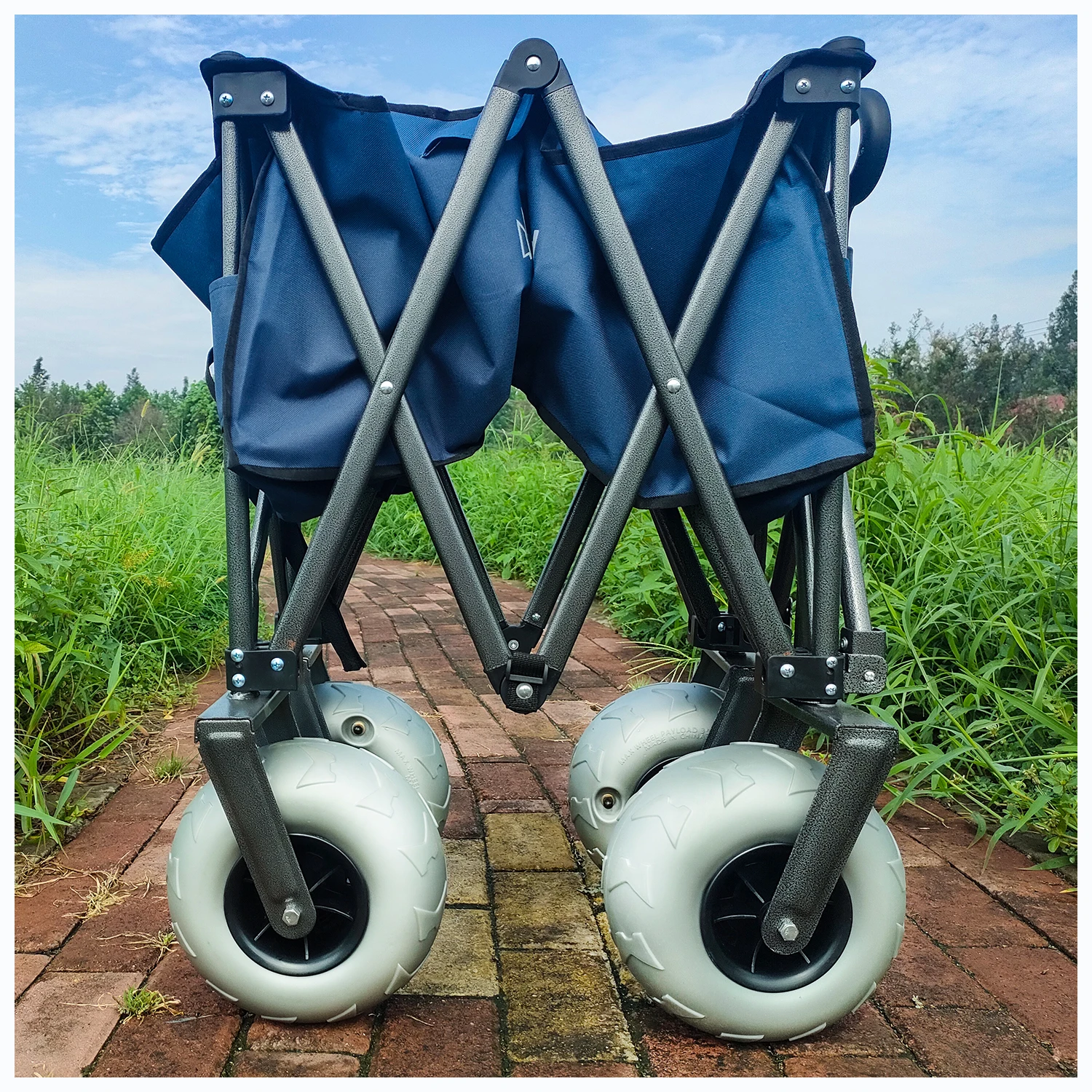 Heavy duty balloon wheel folding wagon all terrain wagon cart outdoor beach wagon