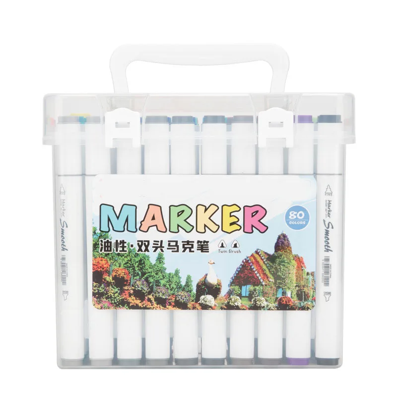 Wholesale Alcohol Markers Double Tipped Art Marker Set Custom Logo Chisel & Fine Dual Tips permanent marker pen