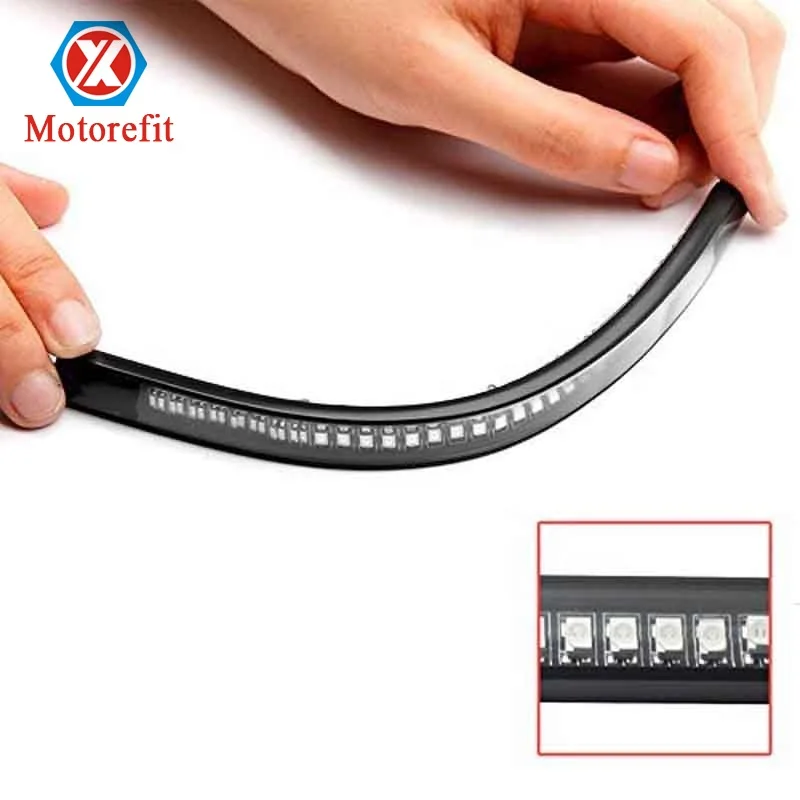 
RTS Red and Amber Motorcycle Car 48LED LED Turn Signal Light Tail Brake Stop License Plate Lamp Rear Light 