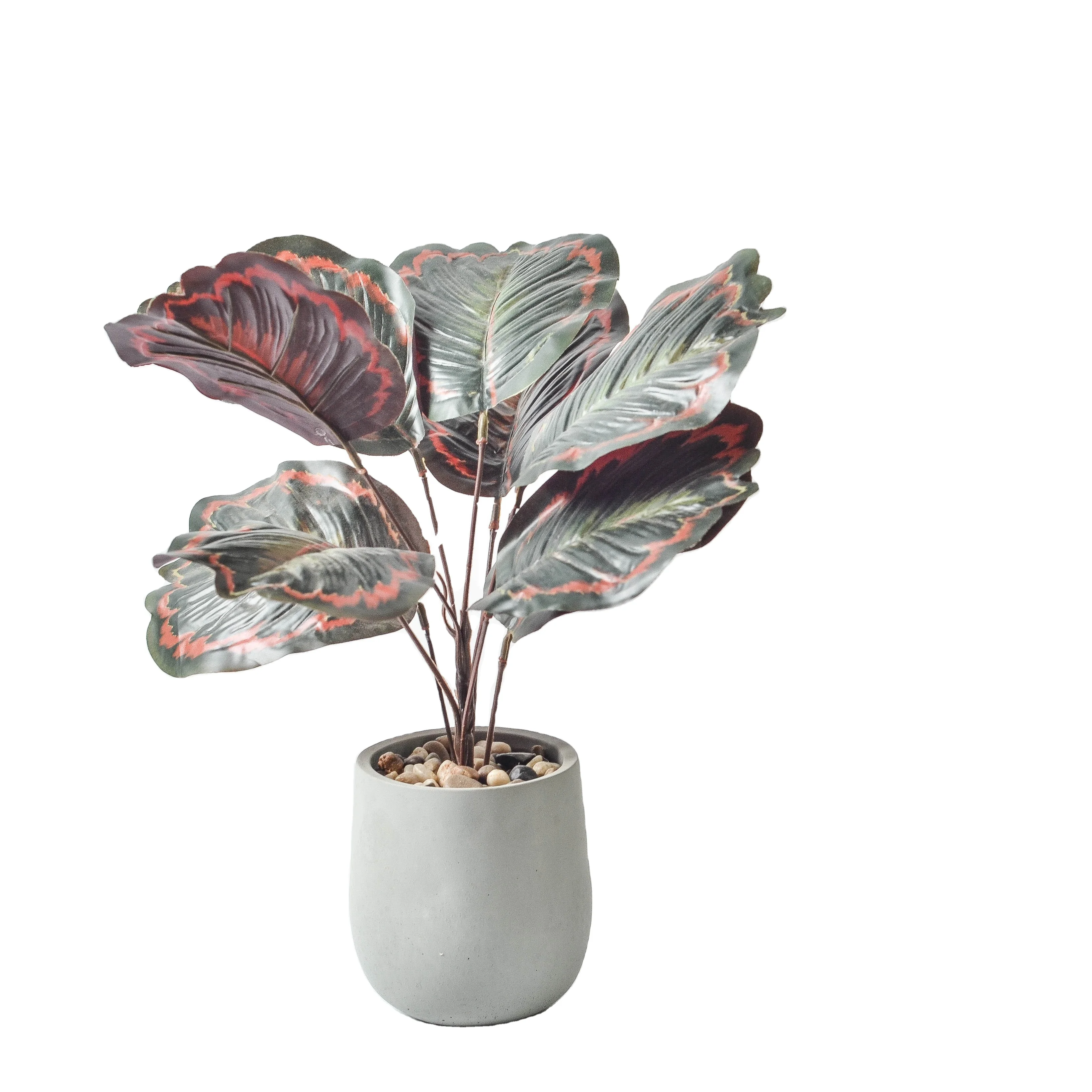 
Hot Sale Nordic Cement 002 cup Simulated Oak Leaves Bonsai Green Plant Bonsai Tabletop Artificial Flower leaves home Decor Gifts 