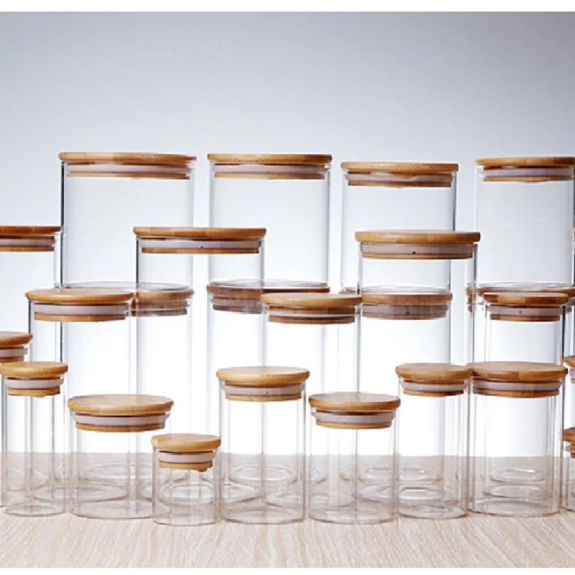 Kitchen Food Grade Transparent Small Spice Borosilicate Glass Storage Tank, Used For Coffee Beans, Candy, Nuts, Vanilla