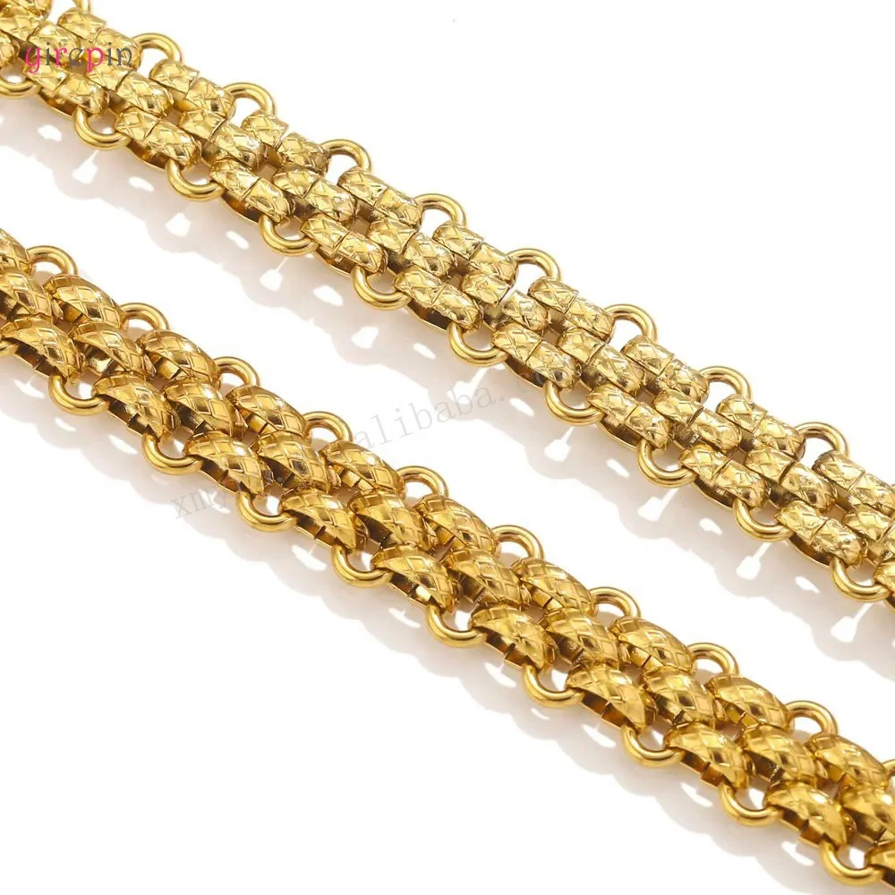 New hip-hop stainless steel DIY chain 18k gold-plated stainless steel chain roller bulk chain for