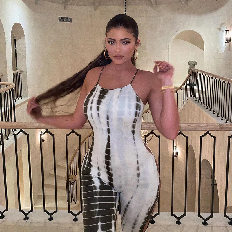 Summer Hot Sale Printing One Piece Body Suit Female Ladies Sexy Halter Sleeveless Jumpsuit Women White Backless Club Rompers