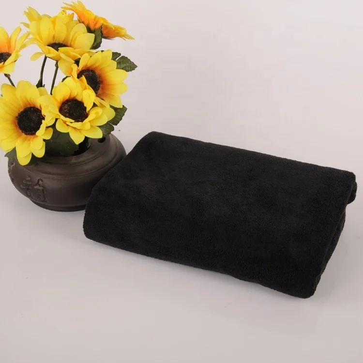 Hot Sale Professional Soft Bleach Proof Black Microfiber Facial Towel Salon Towels For Barber Shop