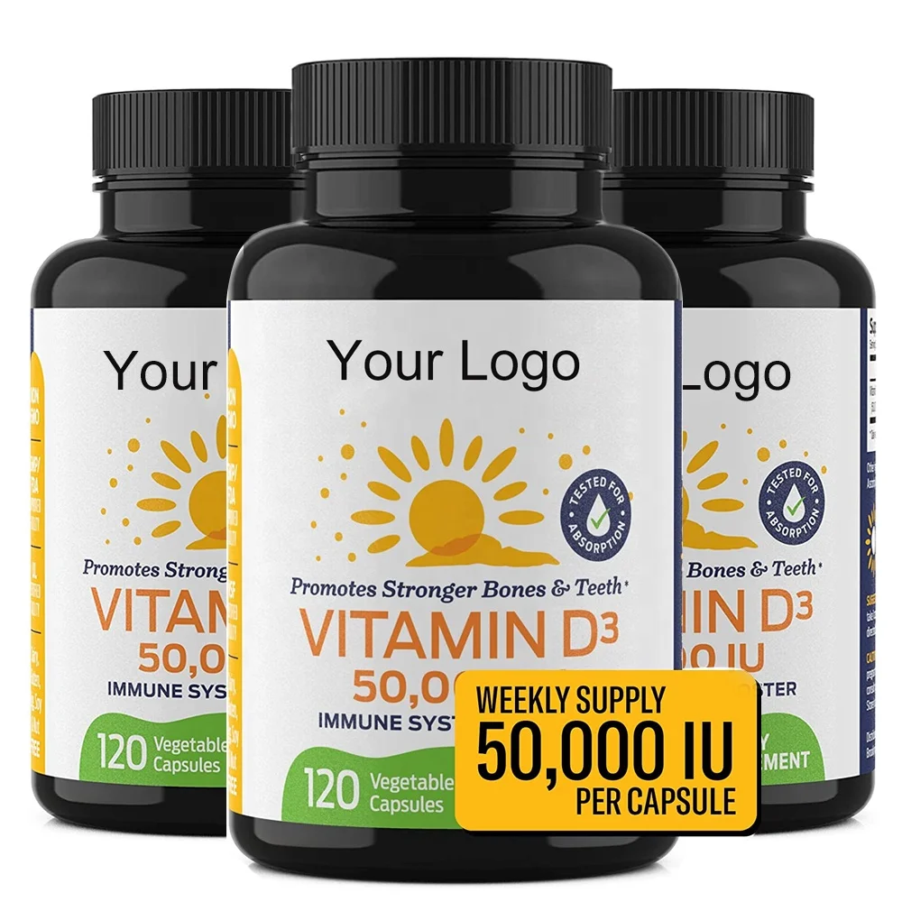 Vitamin D3 50000 IU 120 Vegetable Capsules For Bones Teeth Immune System