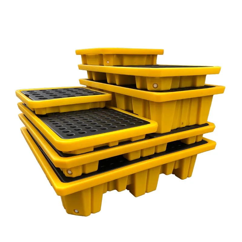 Customized 40L/60L/80L /120L/200L Two way entry 2 /4 Drum Spill Containment Pallet oil drip tray