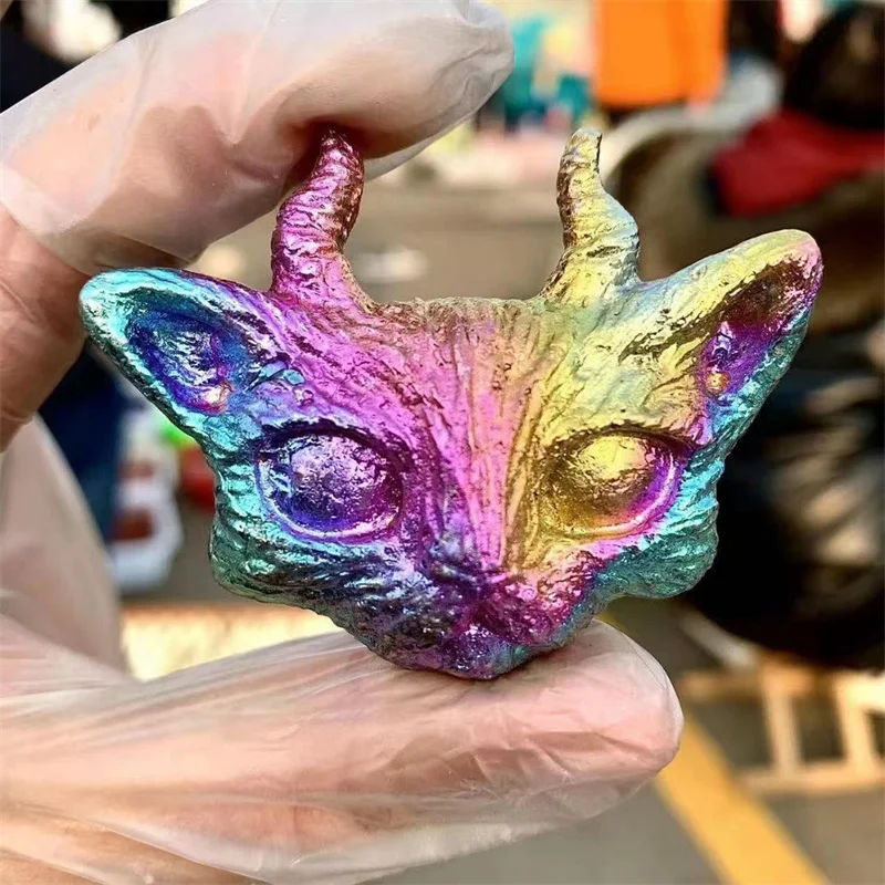 Wholesale Rainbow Bismuth Ore Crystal Metal Ore Made Bismuth Crystal Ingots Carving Cat