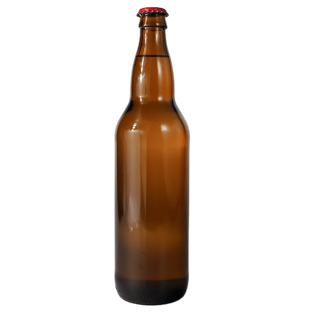 Customized Normal Shape and Ordinary Design Amber Beer Glass Round Bottle