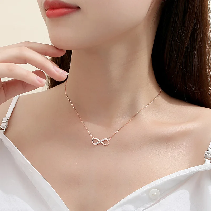 Dainty 925 Sterling Silver Infinity Symbol Necklaces Love 18k Gold Crystal Diamond Infinity Necklace Sterling Silver