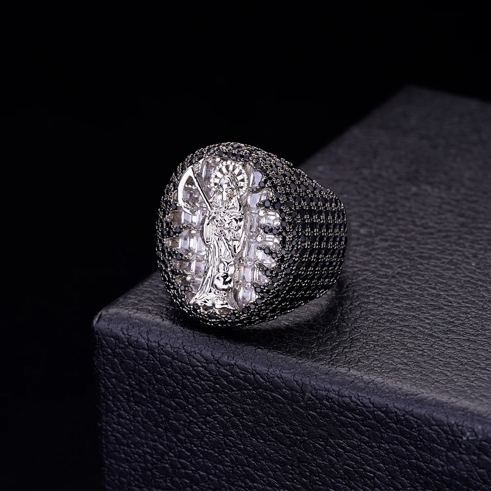 Luxury Jewelry Bling 925 Sterling Silver Halo Cz Stones Antique Yellow Gold Metal Plated Round Authentic Hip Hop Rings