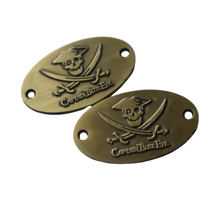 Custom Logo Metal Furniture Tags Embossed Antique Brass Brand Metal Label Plate For Furniture