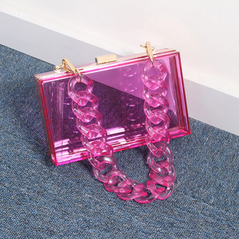 Wholesale Trendy Party Acrylic Transparent Bag Acrylic Colorful Evening Bag Clear Box Clutch