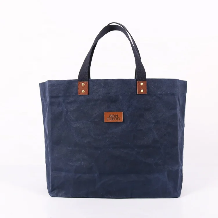 CHANGRONG Custom large volume waterproof  leather waxed canvas tote bag