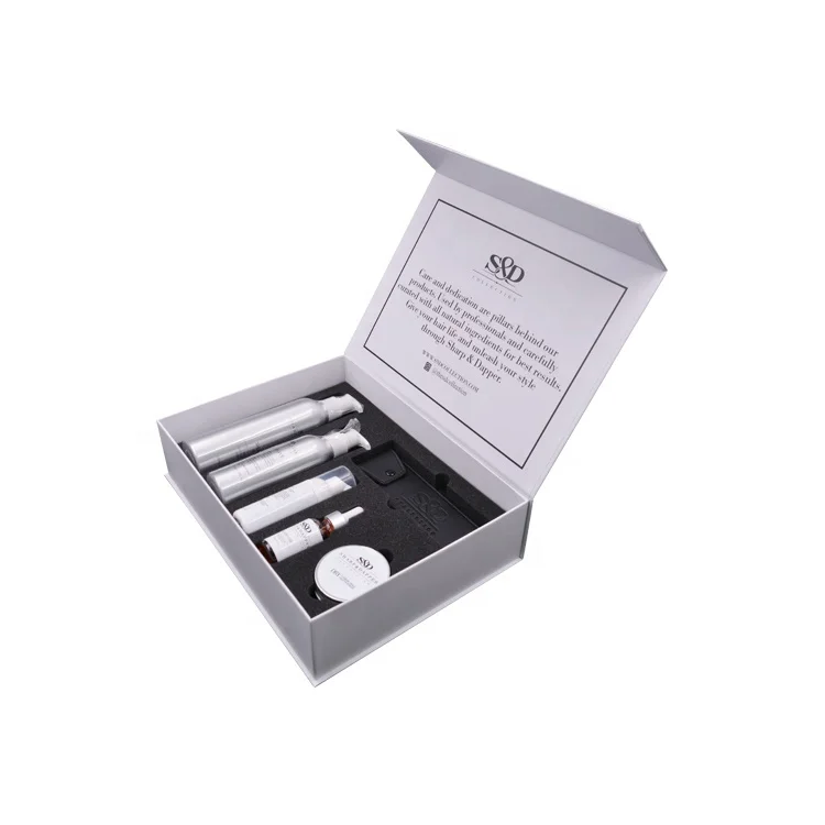 SkinCare Products Gift Box Luxury Packaging Magnetic Box with Foam Insert Custom Printing Rigid White Cardboard Box for Makeup