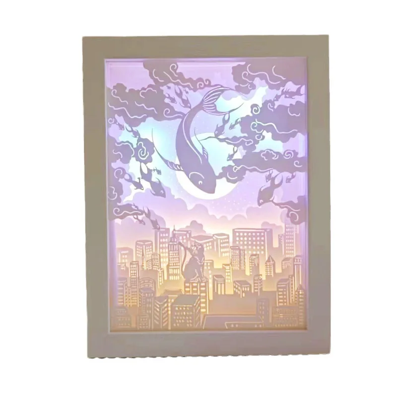 New design led light painting art vintage wooden photo frame with led lights for decoration