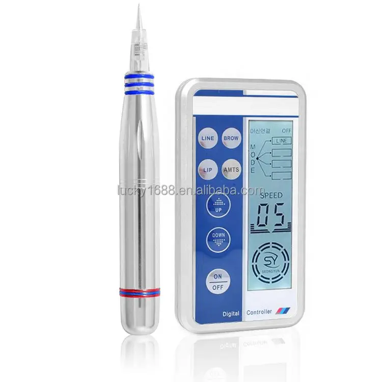 Professional Digital Electric Permanent Makeup Machine Lip Eyebrow Tattoo Gun with Cartridges