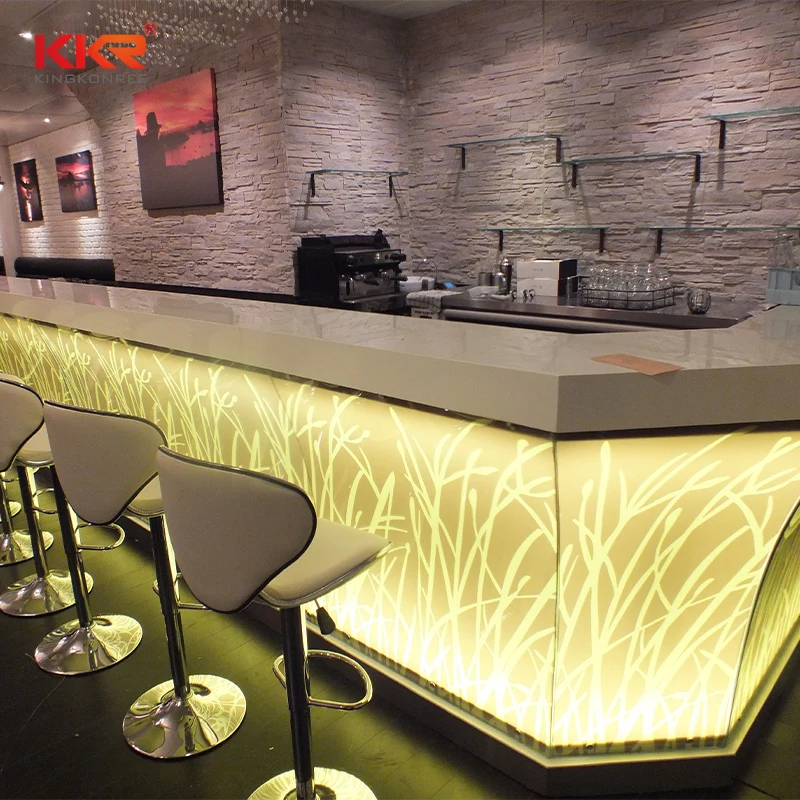 
modern design artificial stone Long narrow bar tables night club furniture bar counter 