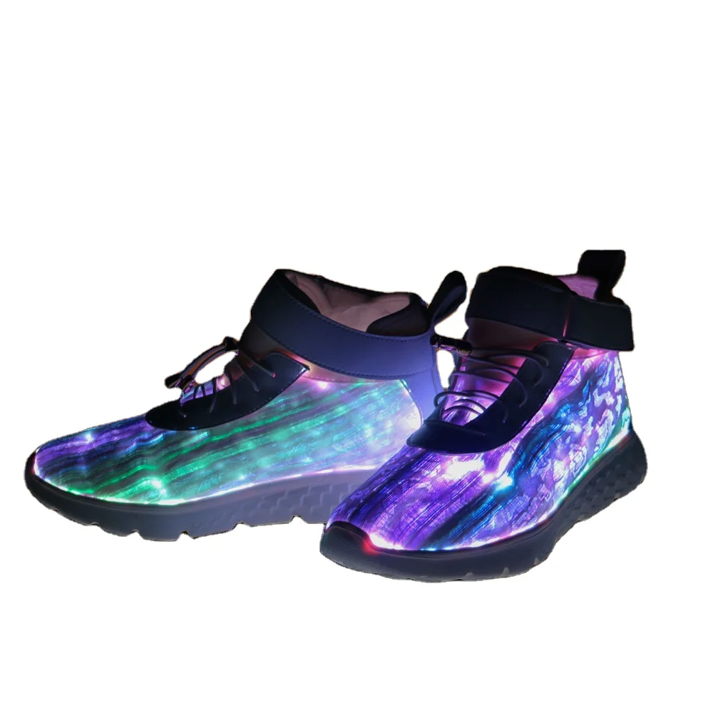Wholesale LED Light Shoes Soft Net Breather luminous Casual sneaker fiber optic Shoes chaussure LED