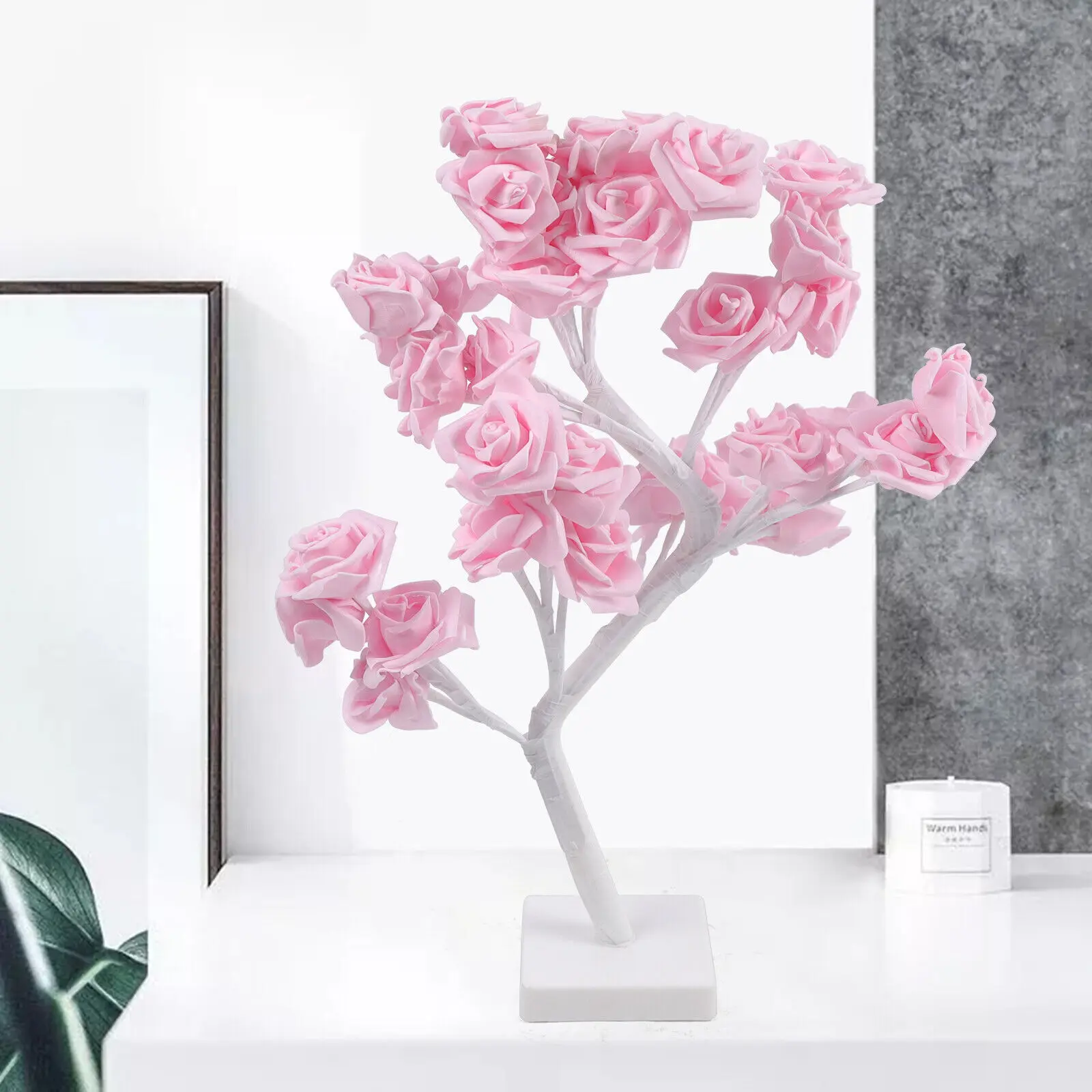 Led Rose Table Lamp 45cm 24led Romantic Flower Night Light Wedding Bedroom Indoor Decoration Rose Flower Bonsai Tree Light