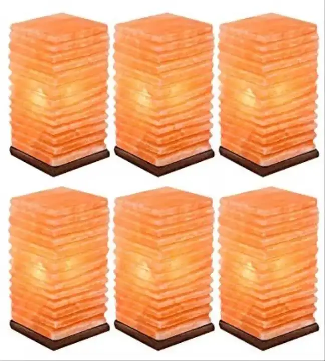 Cube Shaped Pillar Shape Salt Lamps Complete Package Electric Cord and Bulb Organic Material Himalayan Salt Lamp