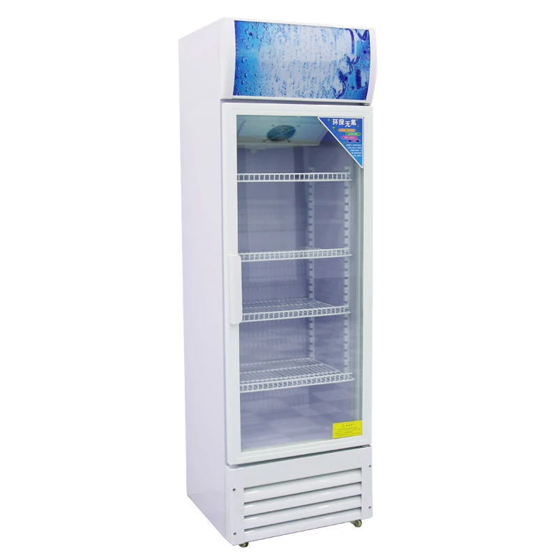 Glass door vertical beverage freezer refrigerated display freezer for Pepsi beverage refrigerator