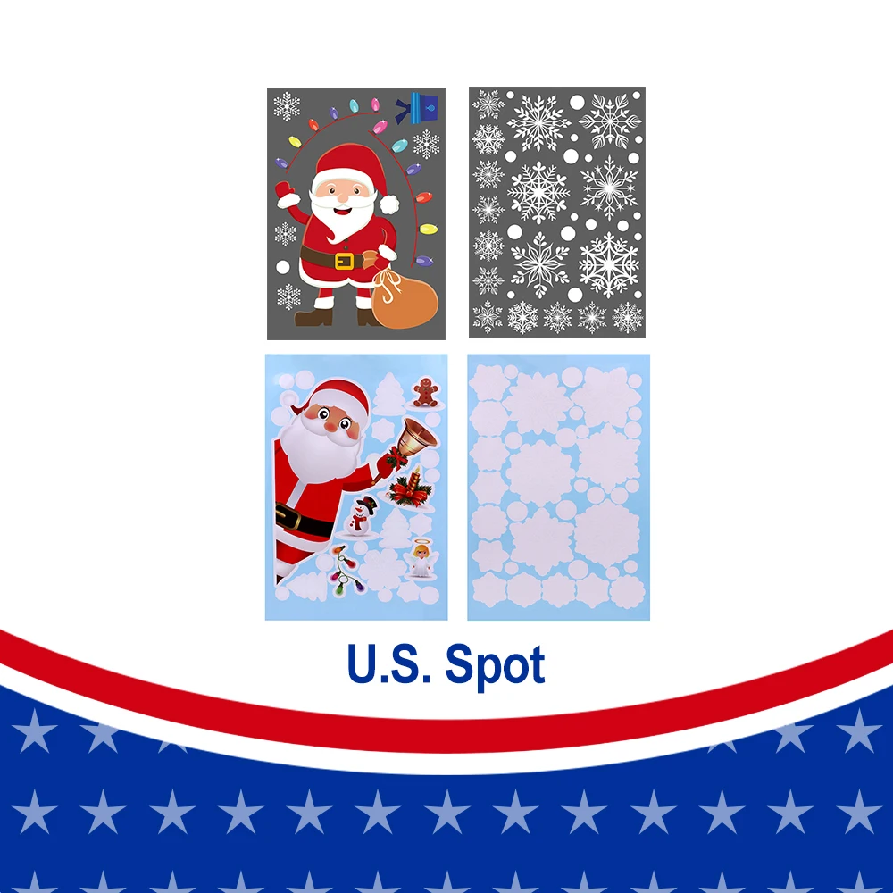 USA Stock 1pc 25*35cm 2 Styles Mixed Christmas Party Decoration Glass Static Film