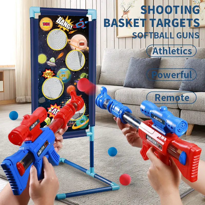 Foam Bullet Toy Gun For Two People Kids Shooting Game With Target Children Soft Bullet Shooting Competition Fun