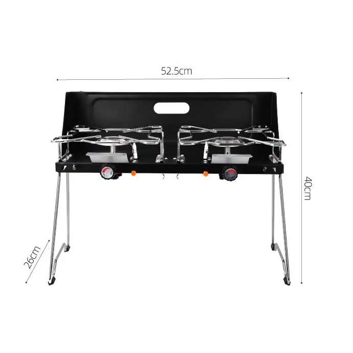 Firstents Outdoor Camping Folding Cassette Double-head Stove Heightened and Enlarged Camping Gas Barbecue Stove Picnic