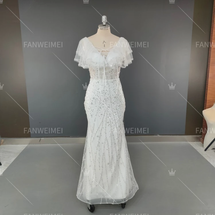 High Quality Lavender Purple Sequins Mermaid Evening Party Dress Off-shoulder V-neck Prom Gala Gown for Women 2023