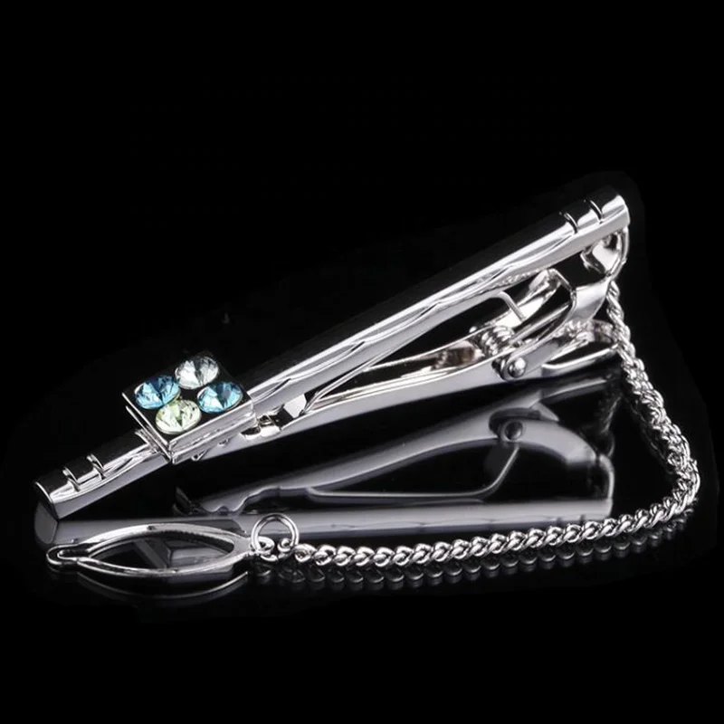 hot selling cool mens suits silver copper diamond chain tie bar clip
