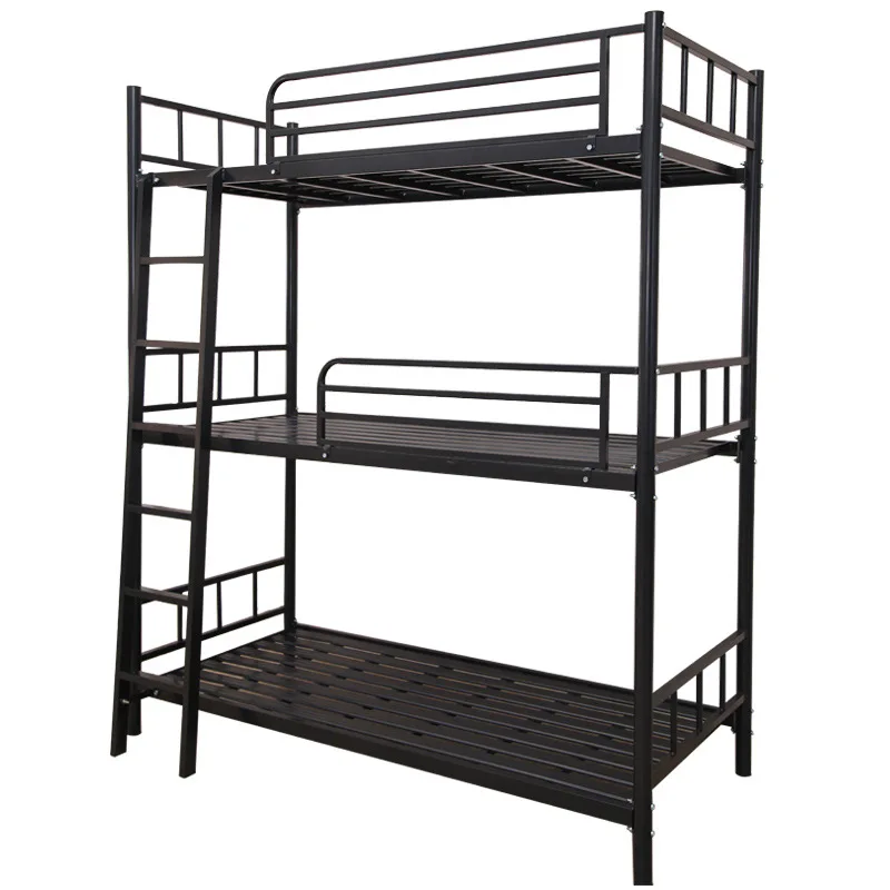School Steel Bunk Bed Cama De Tres Pisos Dormitory Modern Student Iron Triple Bunk Ded Metal Steel Pipe Steel bed Bunk Bed