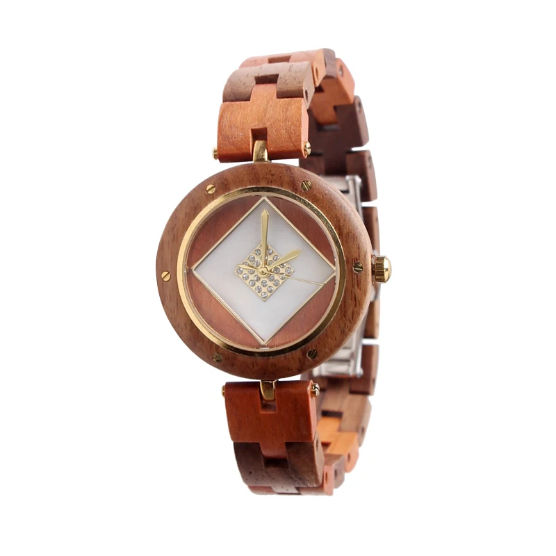 SOPEWOD Handmade Wrist Eco-friendly Wooden Handcrafted Diamond Decoration Women Quartz Watches