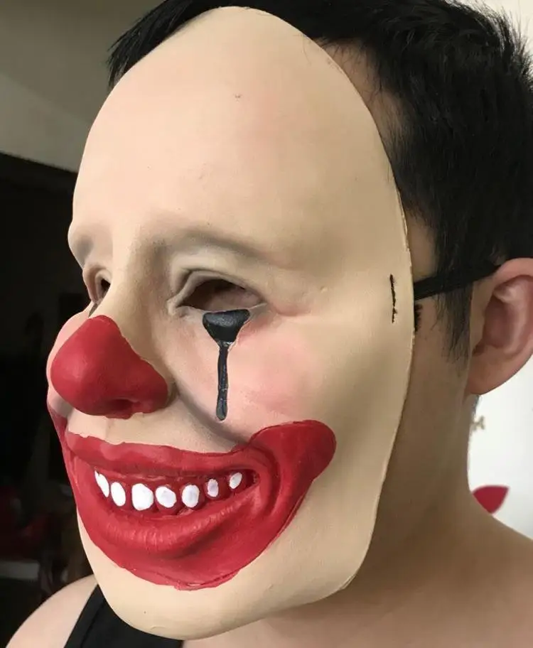Horrible face clown mask Halloween Christmas horror latex mask funny red mouth clown mask