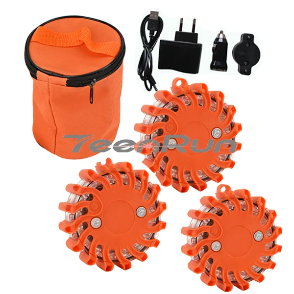 3 Pack LED Road Flares Red Warning Lights Roadside Emergency Flashing Lights For Car