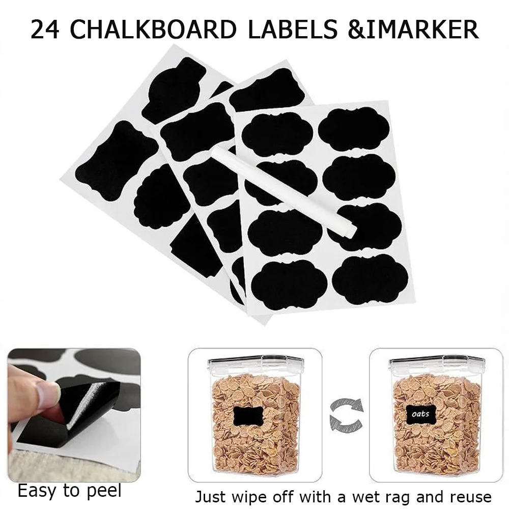 Household Storage 24 Pcs Set Bpa-Free Airtight Plastic Stackable Kitchen Organizer Cereal Dry Food Storage Bin Box Container