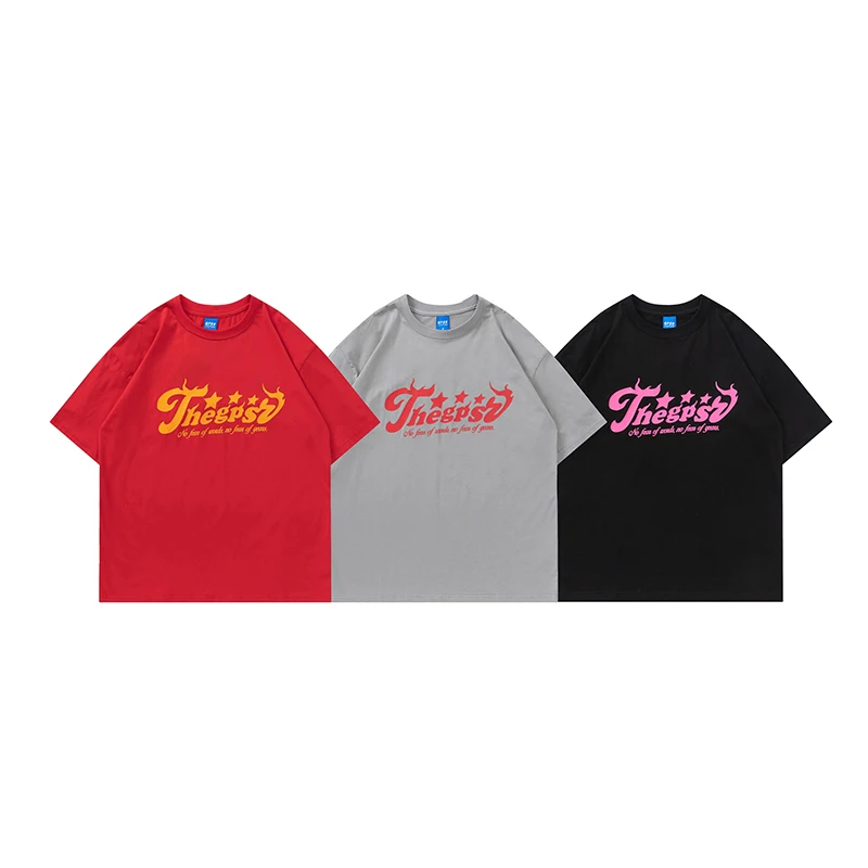 Wholesale Luxury 100% Cotton Oversized Designer Print T Shirt Unisex Heavyweight Custom Streetwear Tshirt