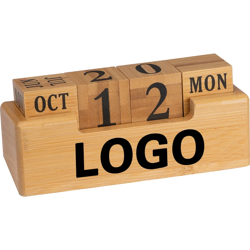 Promotional Gift Logo Customization Wholesale Everlasting bamboo desk calendar