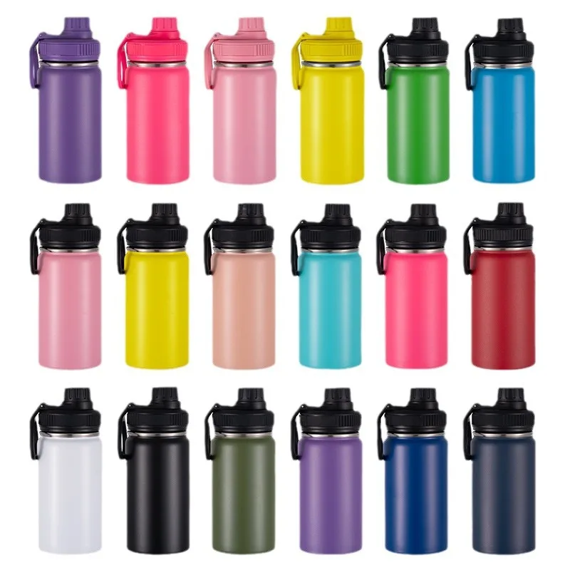Customized Logo Multiple Color Available 12oz Kids Thermos Water Bottles Soft Touch Powder Coated Stainless Steel Vacuum Flasks