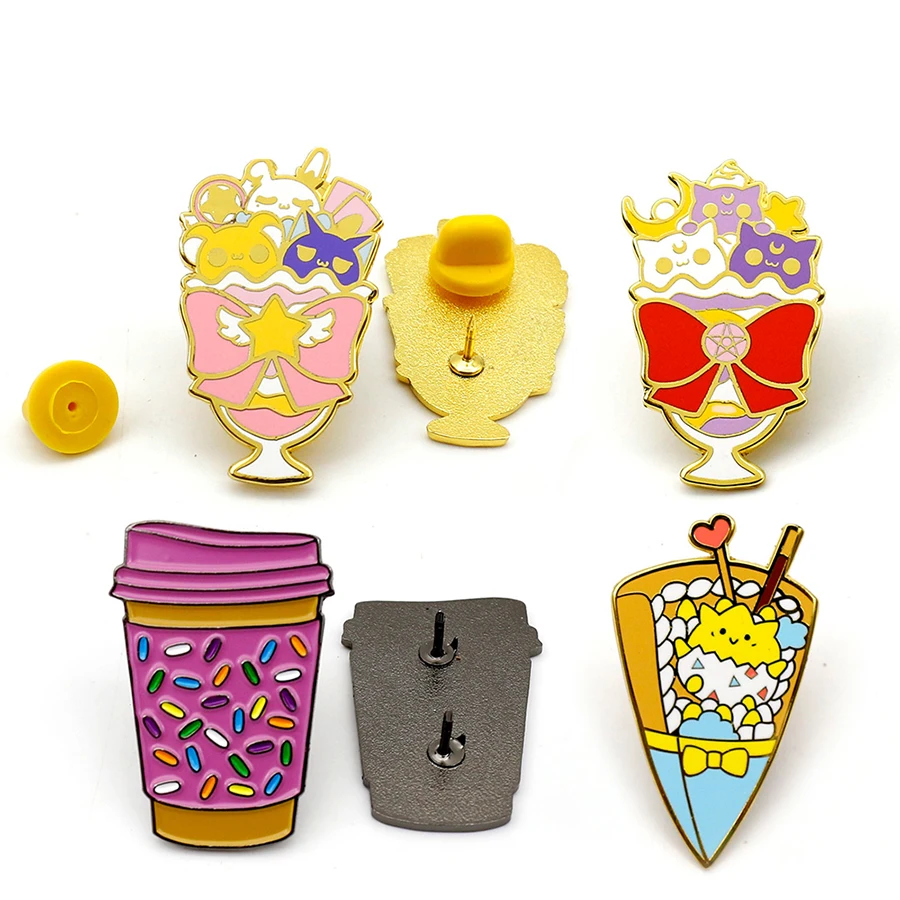 Custom design logo pikachu badge printing round tin button enamel pin set badges embroidered badge custom