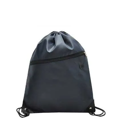 Promotional High Quality Polyester Drawstring Sports Gym Bag Tote with Zipper Pocket and Earphone Hole