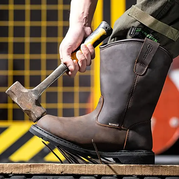 Hot Sale Steel Toe Work Boots for Men Waterproof Work Safety Boots Construction Boots Brown