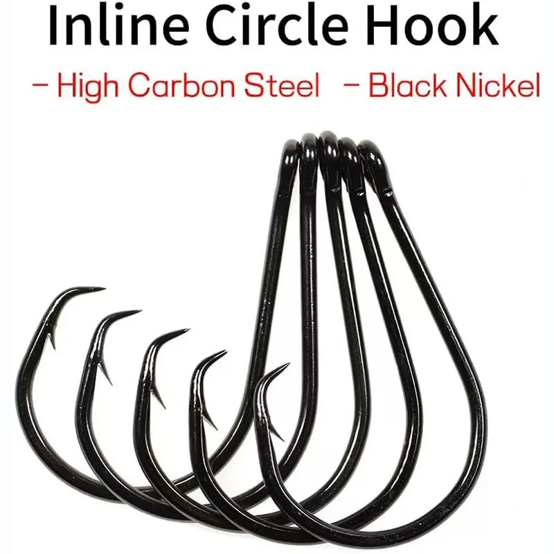Barbed Ring Eye Carp Offset Fishing Hooks High Carbon Steel Single Jigging Assist Hooks Stream Tuna Catfish
