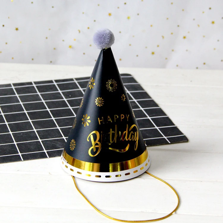 Paper Cone Colorful Funny Party Hat Rainbow Hairball  for Birthday Party recycled party Paper  hat