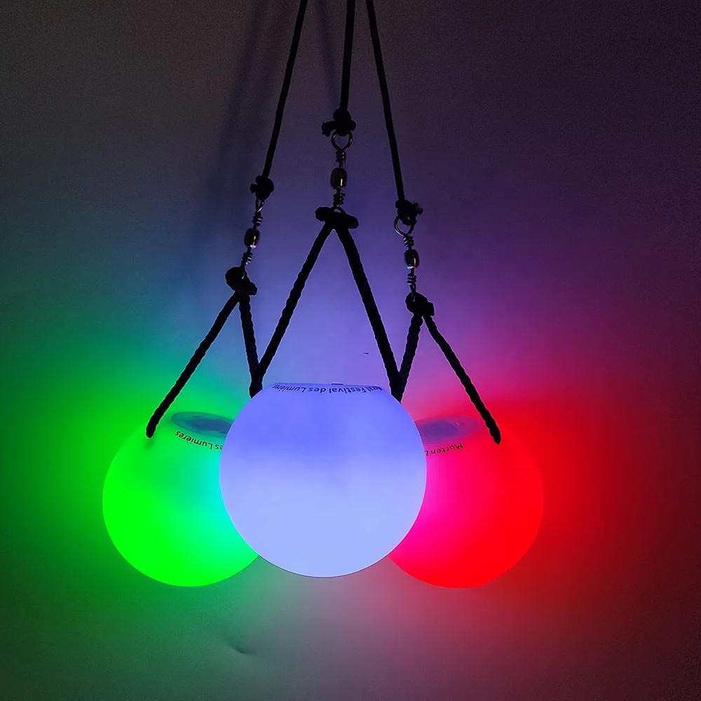 Battery Operation Colorful Lamp Pressure Reducing Squeezing with Cable Health Sports Training LED Toy Poi Ball